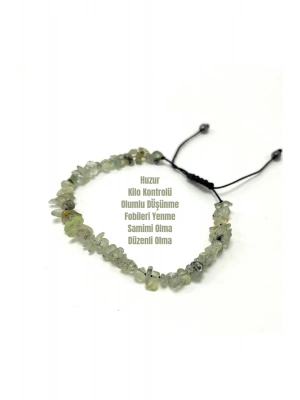 SERTİFİKALI Prehnit Saçaklı Model Doğal Taş Makrome Bileklik Ayarlanabilir Ölçü