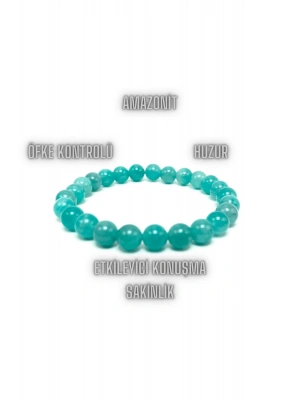 Sertifikalı Premium Kalite Amazonit 8mm Elastik Misinalı Doğal Taş Bileklik