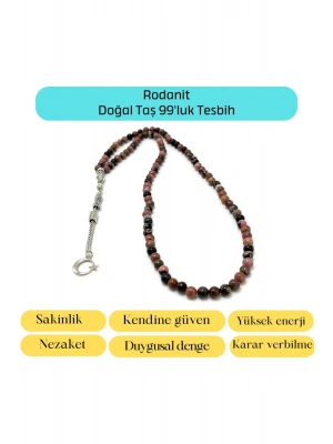 Sertifikalı Rodanit 6mm 99luk Doğal Taş Tesbih