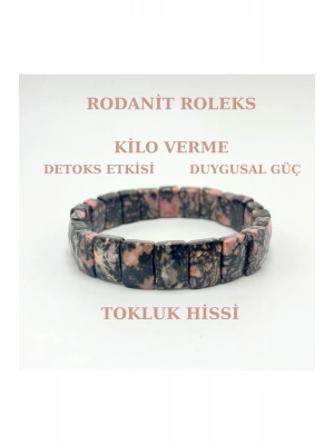 Sertifikalı Rodanit Doğal Taş Roleks Bileklik