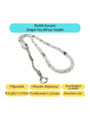 Sertifikalı Rutilli Kuvars 6mm 99luk Doğal Taş Tesbih