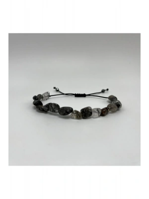 SERTİFİKALI Rutilli Kuvars Natural Kesim Makrome Doğal Taş Bileklik