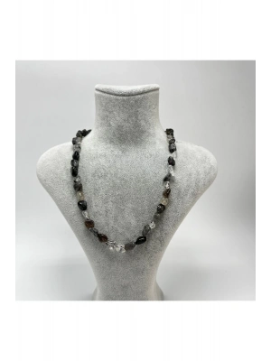 SERTİFİKALI Rutilli Kuvars Natural Kesim Makrome Doğal Taş Kolye