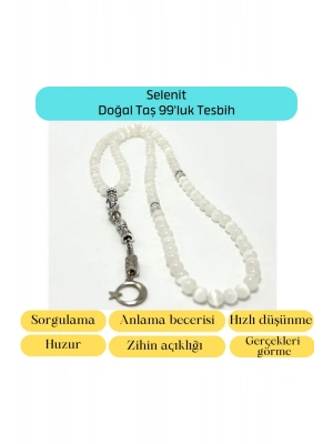 Sertifikalı Selenit 6mm 99luk Doğal Taş Tesbih