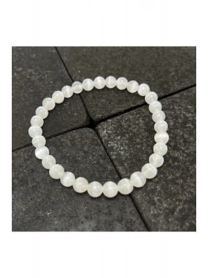 SERTİFİKALI Selenit 6mm Doğal Taş Bileklik