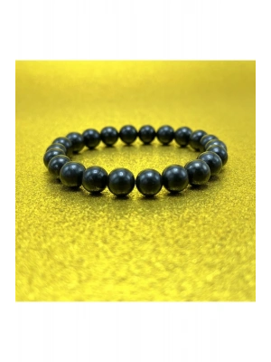 Sertifikalı Shungite 8mm Elastik Misinalı Doğal Taş Bileklik