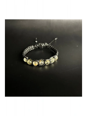 SERTİFİKALI SİTRİN DOĞAL TAŞ DERİ BİLEKLİK