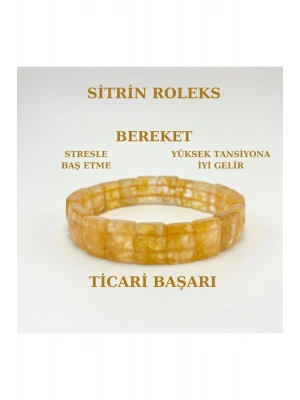 Sertifikalı Sitrin Doğal Taş Roleks Bileklik