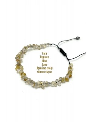 SERTİFİKALI Sitrin Saçaklı Model Doğal Taş Makrome Bileklik Ayarlanabilir Ölçü