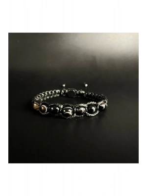 SERTİFİKALI SİYAH AKİK DOĞAL TAŞ DERİ BİLEKLİK