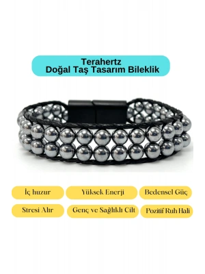 Sertifikalı Terahertz Doğal Taş Tasarım Erkek Bileklik