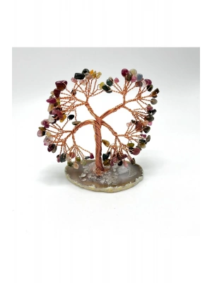 Sertifikalı Turmalin - Akik Doğal Taş Ağaç