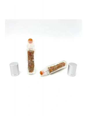 Sertifikalı Turuncu Akik Doğal Taş Esans Şişesi ve Roller Masaj Aleti 10ml