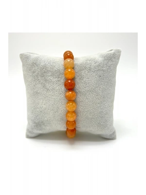 SERTİFİKALI Turuncu Aventurin Doğal Taş Misinalı Bileklik 8mm