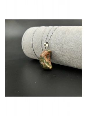 Sertifikalı Unakit Hilal Model Doğal Taş Kolye (KARARMAMA GARANTİLİ)