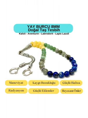 Sertifikalı Yay Burcu 8mm 33lük Doğal Taş Tesbih