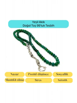 Sertifikalı Yeşil Akik 6mm 99luk Doğal Taş Tesbih