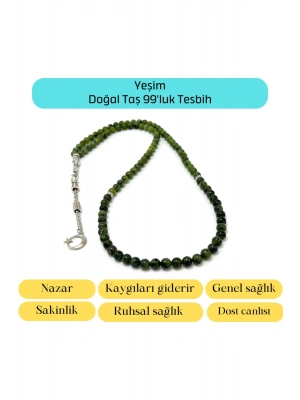Sertifikalı Yeşim 6mm 99luk Doğal Taş Tesbih