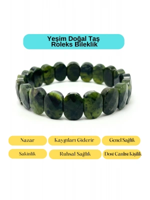 Sertifikalı Yeşim Doğal Taş Roleks Bileklik