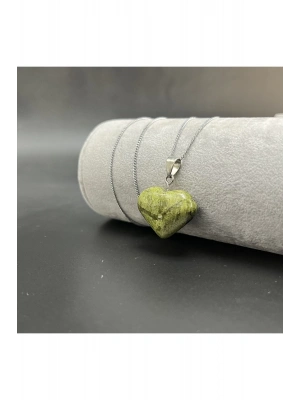 Sertifikalı Yeşim Kalp Model Doğal Taş Kolye (KARARMAMA GARANTİLİ)