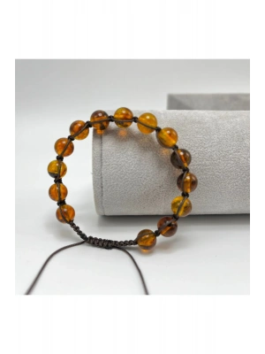 SERTİFİKALI YETİŞKİN DAMLA KEHRİBAR BİLEKLİK 8MM MAKROME