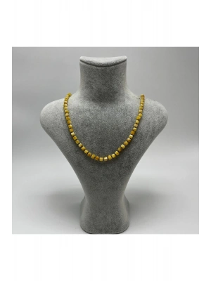 SERTİFİKALI YETİŞKİN KEHRİBAR KOLYE  SARI KÜP KESİM  60 CM