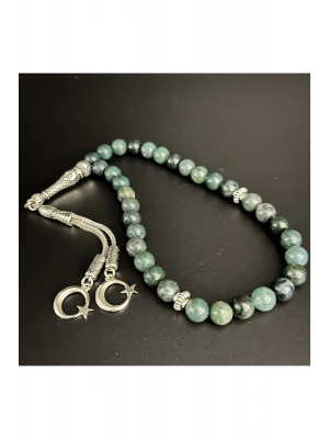 Sertifikalı Yosunlu Akik 8mm 33lük Doğal Taş Tesbih