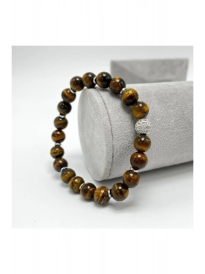 SERTİFİKALI ZİRKON APARATLI KAPLAN GÖZÜ  8MM MİSİNALI DOĞAL TAŞ BİLEKLİK