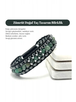 Sertifikalı Zümrüt Taşı Erkek Bileklik – Çelik Kilitli, Doğal Taş Tasarım, Şık ve Özgün Aksesuar