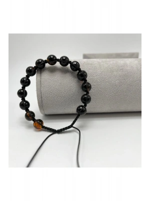 UNİSEX DAMLA KEHRİBAR BİLEKLİK 8MM MAKROME