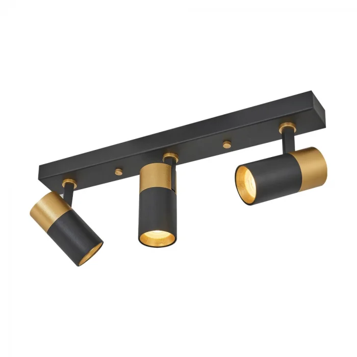 Üçlü Modern Siyah Gold Spot Avize