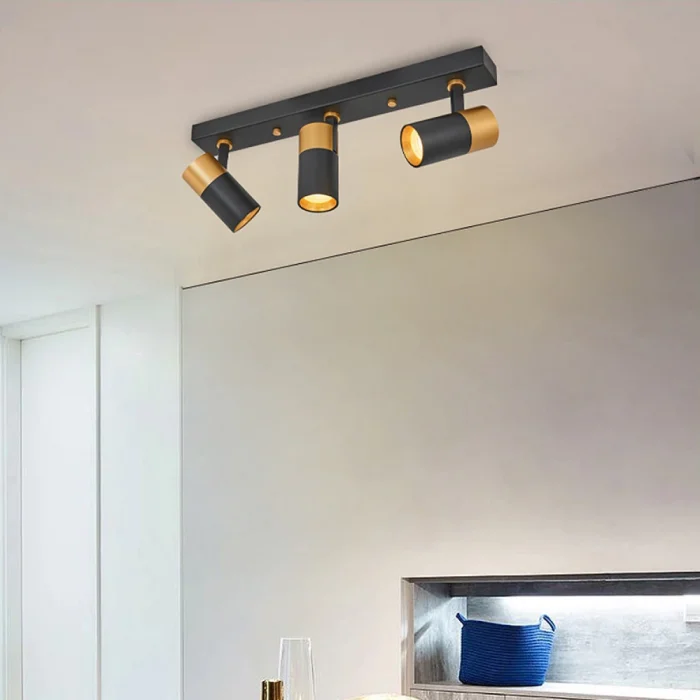 Üçlü Modern Siyah Gold Spot Avize