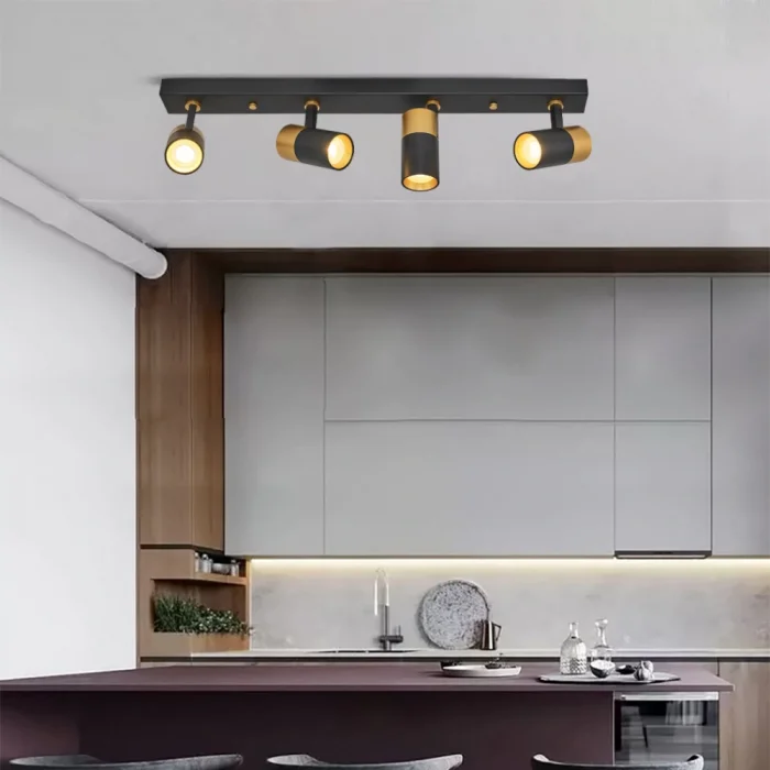 4lü Modern Siyah Gold Spot Avize