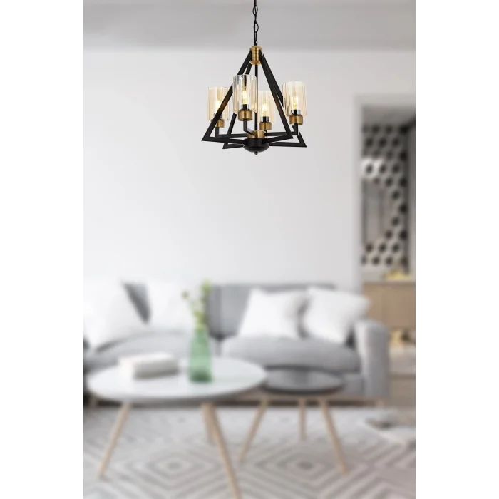 Prizma 4lü Klasik Avize Siyah