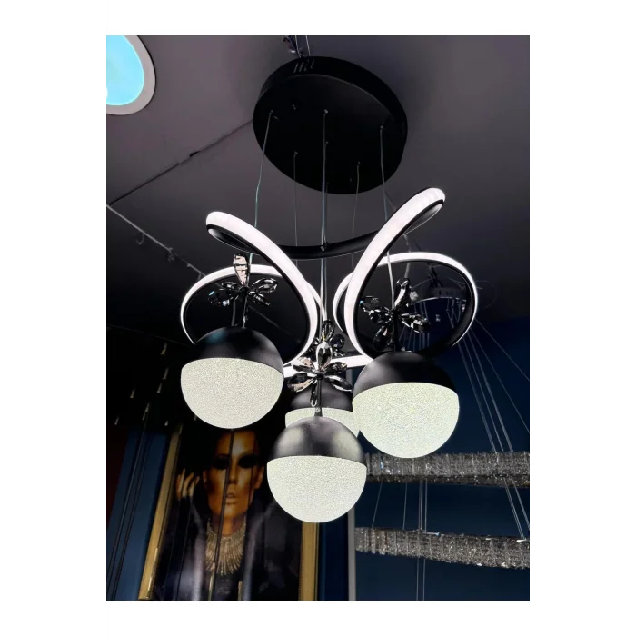 Papatya 3 Renk ( Sarı Beyaz Ve Gün Işığı ) Siyah Luxury Led Avize Concept