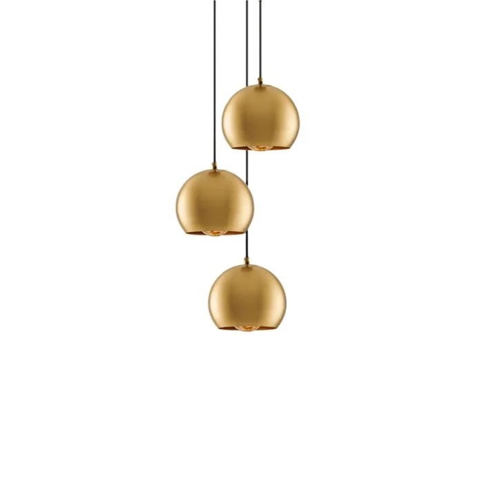 Bronz Üçlü Küre Sarkıt Avize Pirinç Renk