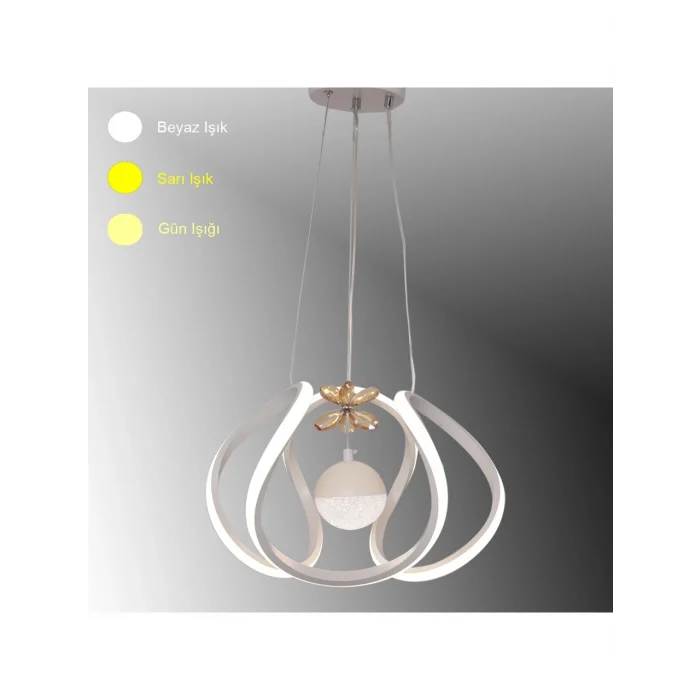 Kavis Modeli Mat Beyaz Tek Toplu 3 Renk Modüllü Ledli Avize