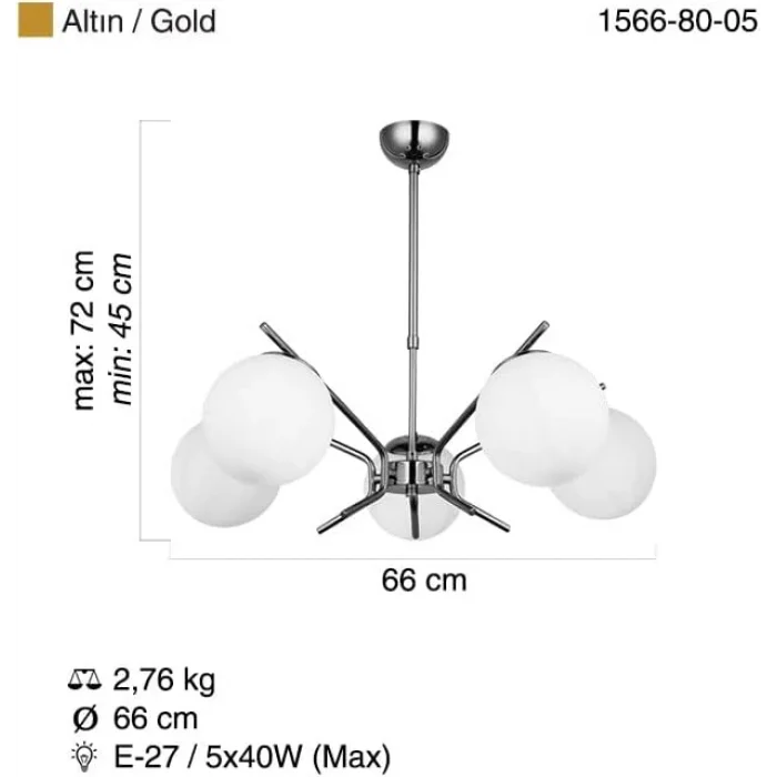 Petos 5li Altın Sarkıt Avize