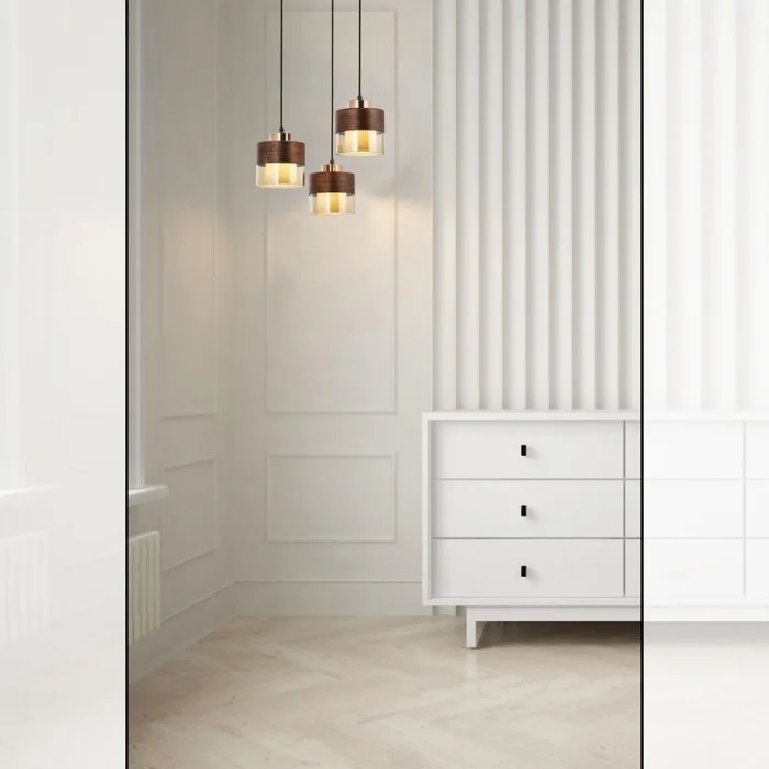 Aconn Üçlü Bakır Renk Kaplamalı Sarkıt Avize