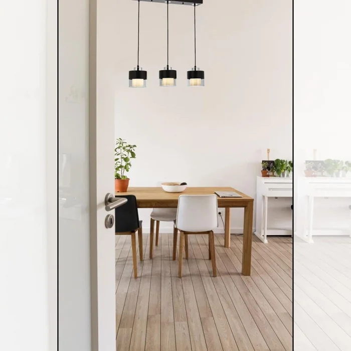 Aconn Üçlü Yemek Masası Siyah Renk Kaplamalı Sarkıt Avize