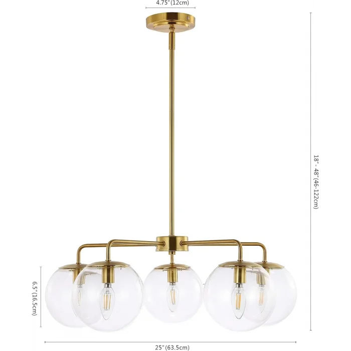 Mid Pirinç 5lü Sarkıt Avize