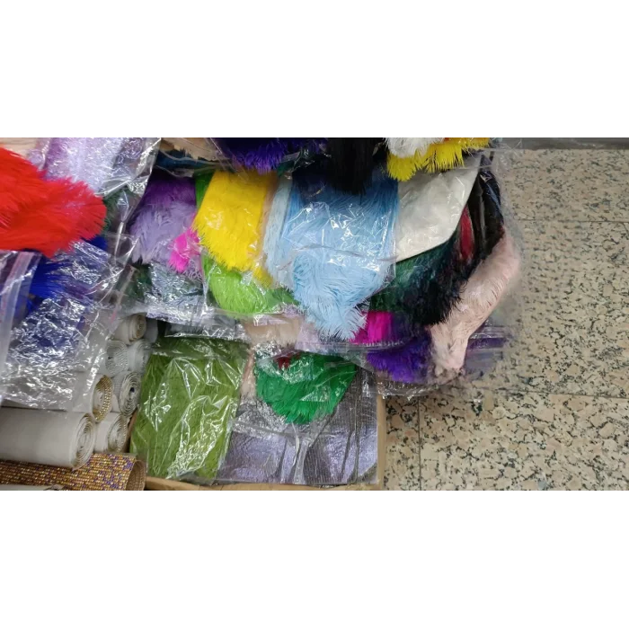 Gökkuşağı Deve Kuşu Tüyü Lambader