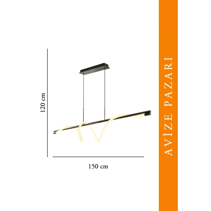 Siyah Renkli Ledli Yumuşak Boru Avize