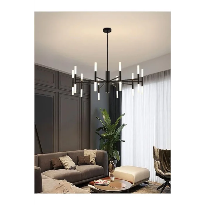 Ledli Plafonyer Modern Aydınlatma Siyah Sarkıt Ledli Salon Avize