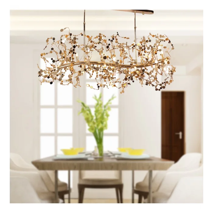 Asbury 15li Sıralı Gold Kaplamalı Sarmaşık Görünümlü Yemek Masası