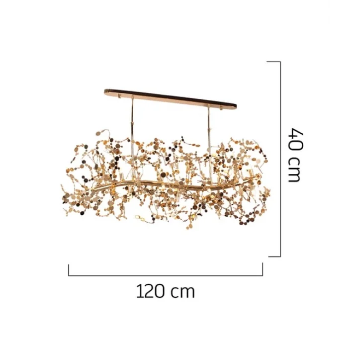 Asbury 15li Sıralı Gold Kaplamalı Sarmaşık Görünümlü Yemek Masası