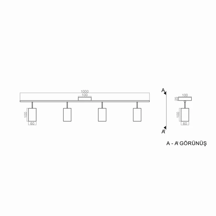 Bann Plafonyer Lamba Gold 100 Cm 20 Watt