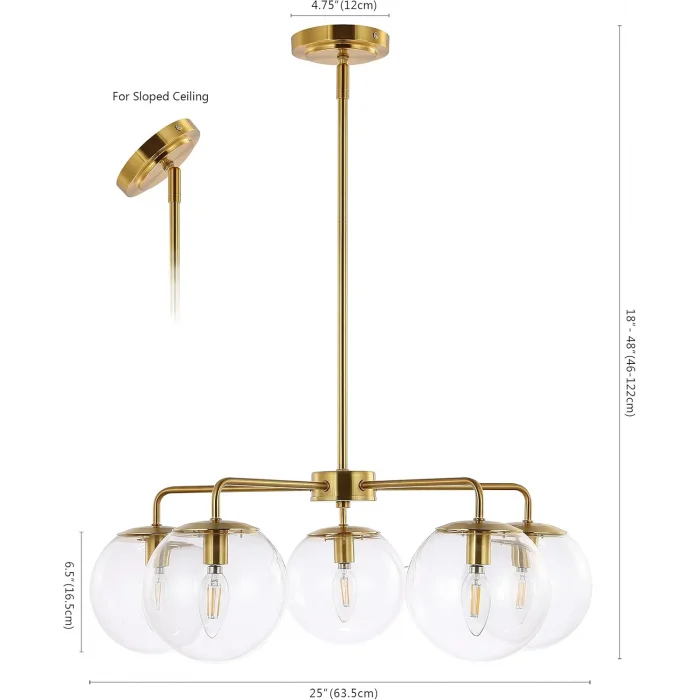 Mid Pirinç 5lü Sarkıt Avize