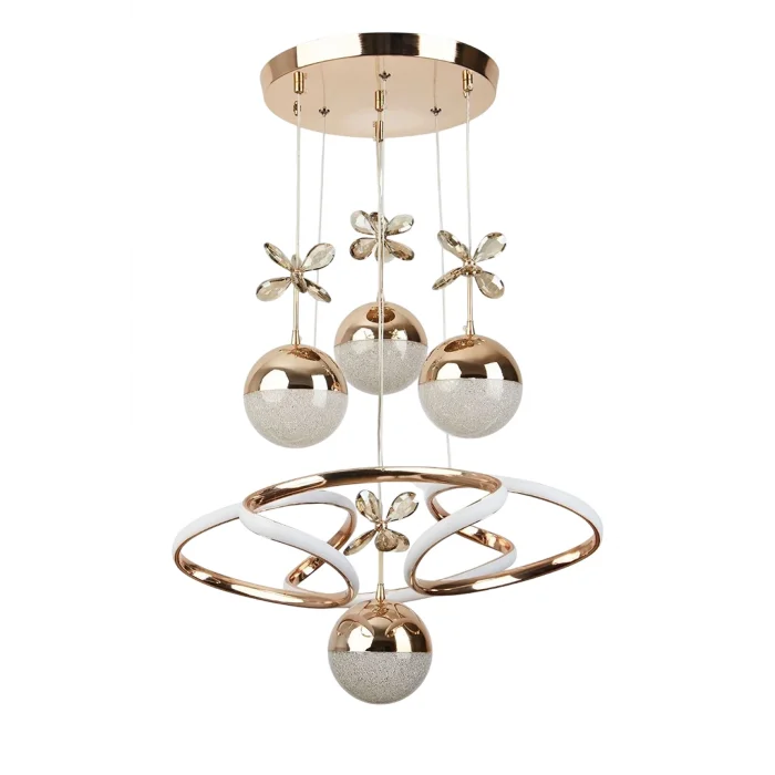 Burgu Sarı 4 Toplu Işık Renkleri(beyaz, sarı, gün ışığı) Ledli Avize