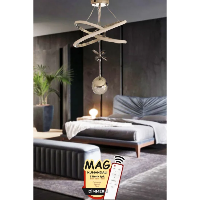 Clasy Model Gold Kumandalı 3 Renk Modern Ledli Sarkıt Avize